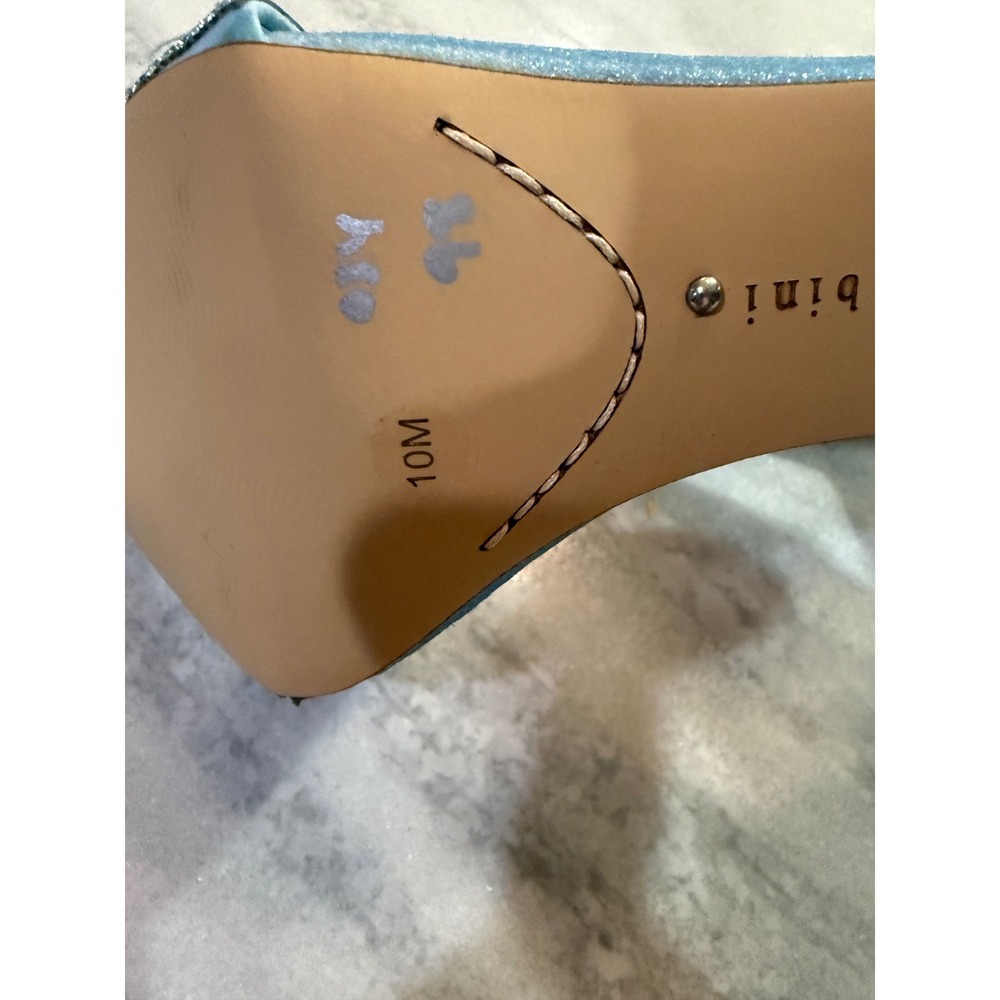Gianni Bini Womens Sky Blue Rhinestone Block Heel Ankle Strap Sandals Size 10 - Picture 14 of 15